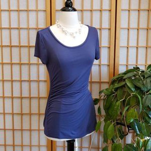Beautiful Blue Roushed Short-Sleeve Tee Sz S